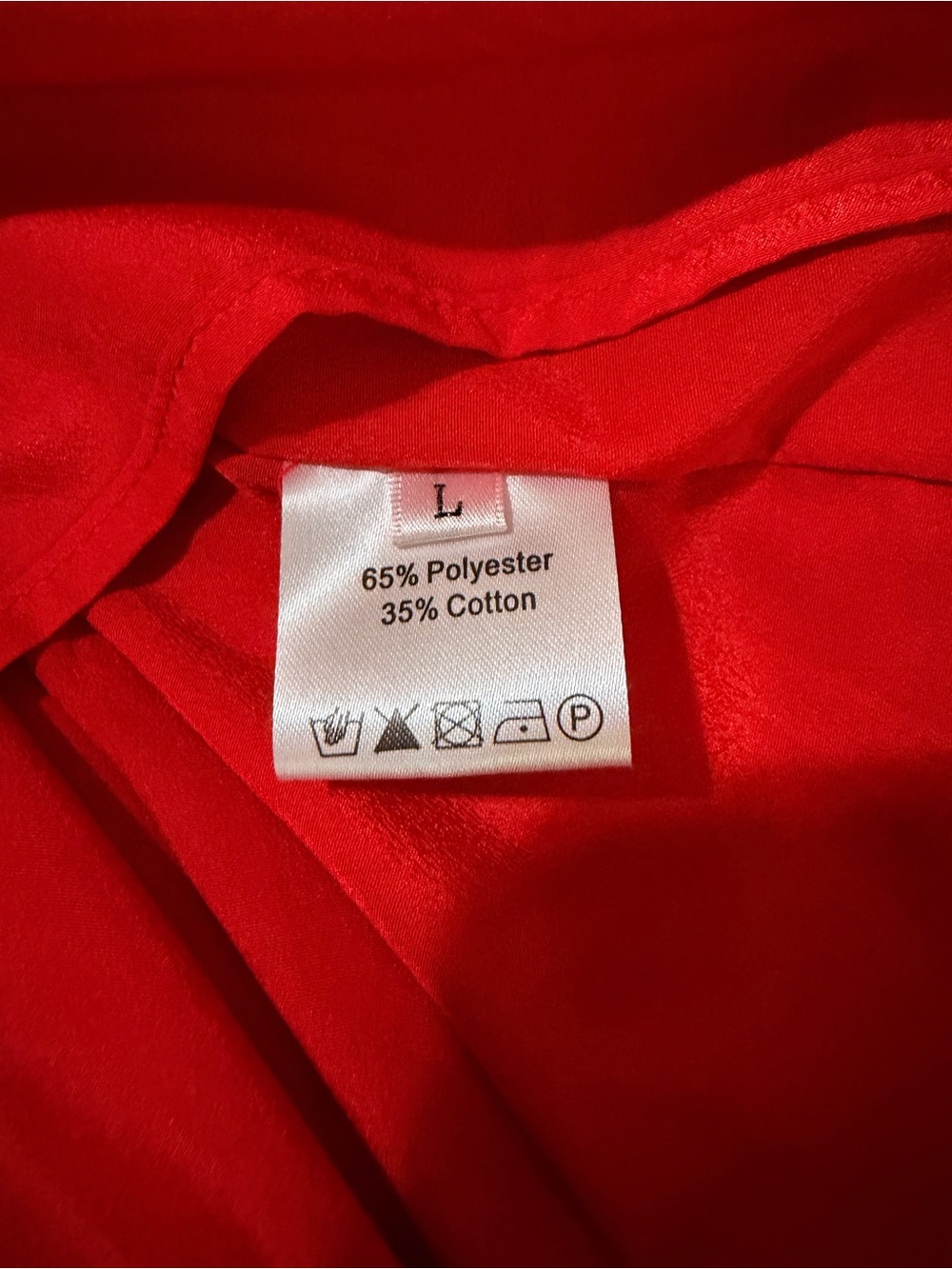 Red Ruffle Hem & 3/4 Length Sleeve Tunic / Shift Dress, Elegant Casual, Sz L - Picture 9 of 12